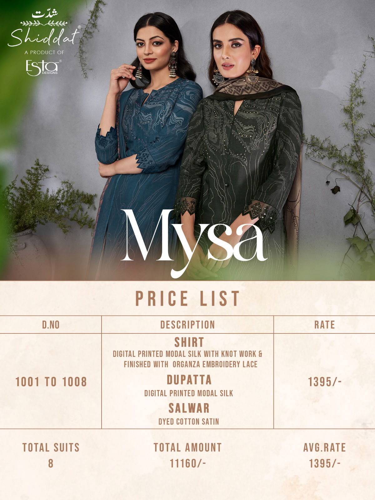 Mysa By Shiddat Modal SIlk Designer Salwar Kameez Wholesalers In Delhi